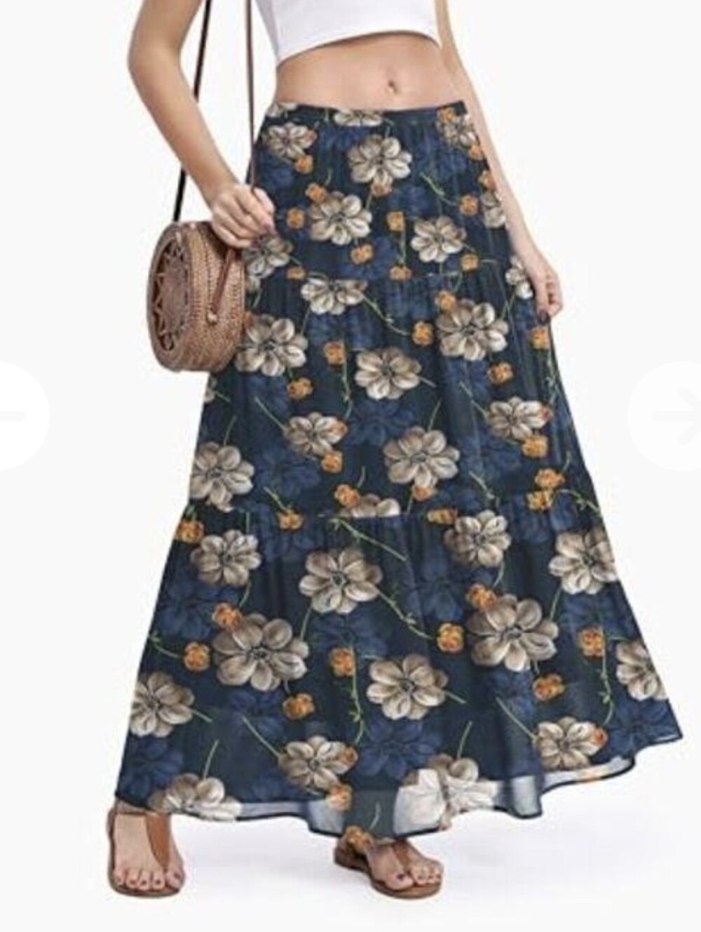 NEW / NWT Jouica Pleated Skirt Chiffon A-Line Elastic High Waist Flowy, Large